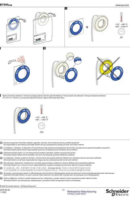 schneider施耐德ZBY9W... Illuminated ring_ Instruction Sheet